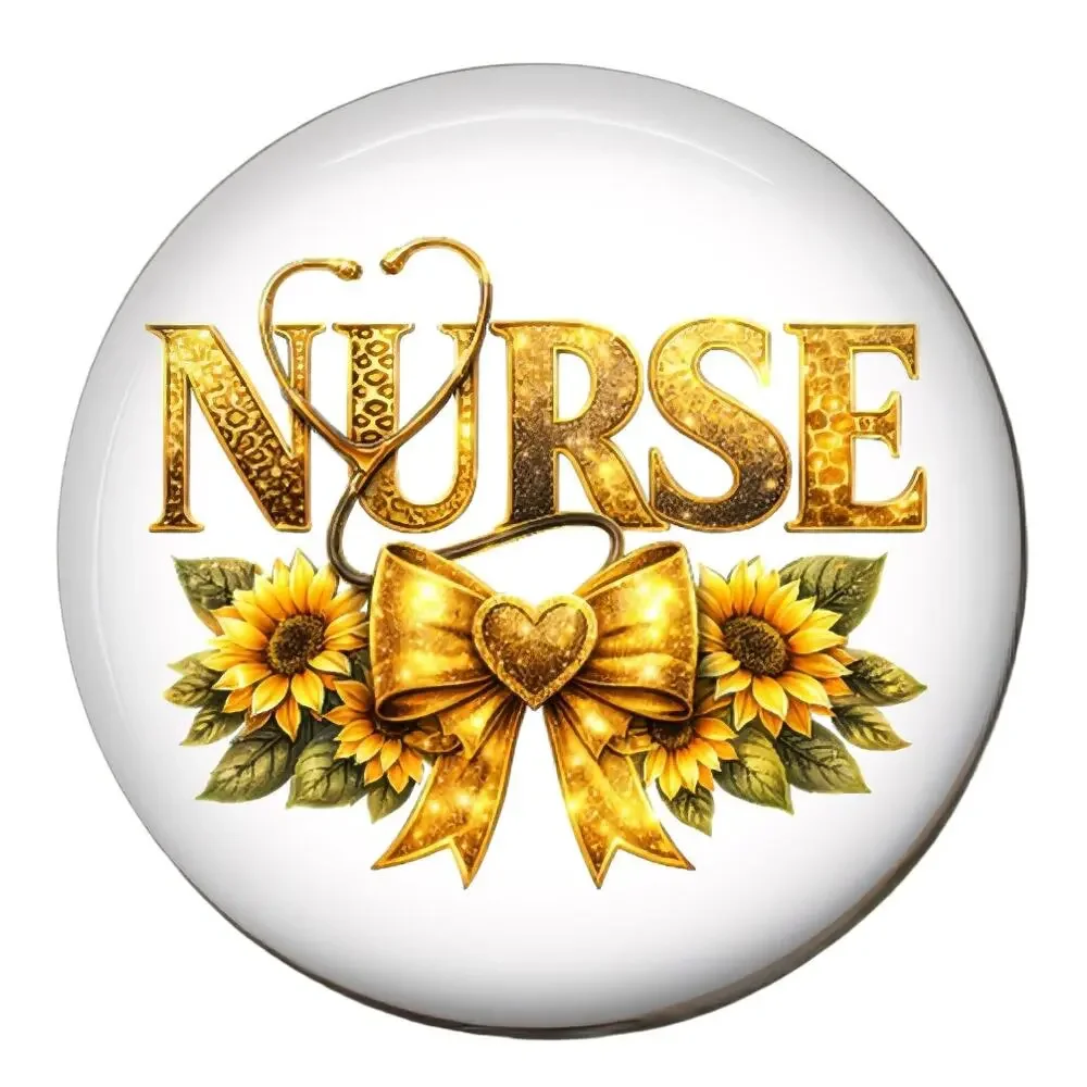 Sunflower Nurse Badge Reel & Topper RN CNA LPN Medical Worker Gift - Picture 3 of 5
